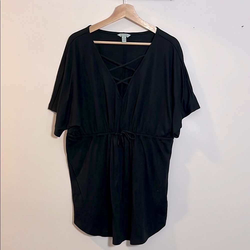 Balance Collection Women’s Black V-Neck Tunic with Drawstring
